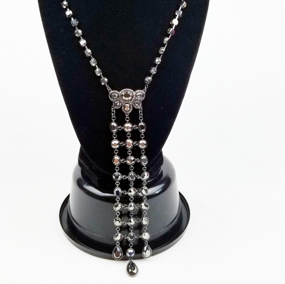 Vtg Carolee Lux Black Rhinestone Necklace EUC - Picture 3 of 13